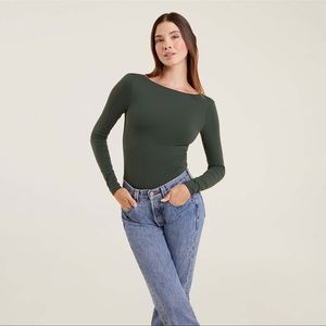 NUUDS evergreen open back bodysuit size medium - never worn brand new